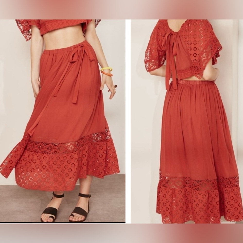 New! Free People Darling Eyelet Lace Slit Skirt Only in Burn Notice ❤️ XS - Picture 2 of 15